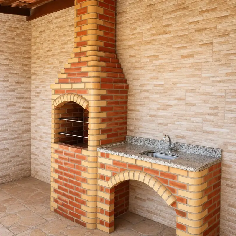 Churrasqueira de Tijolo com Bancada de 150cm