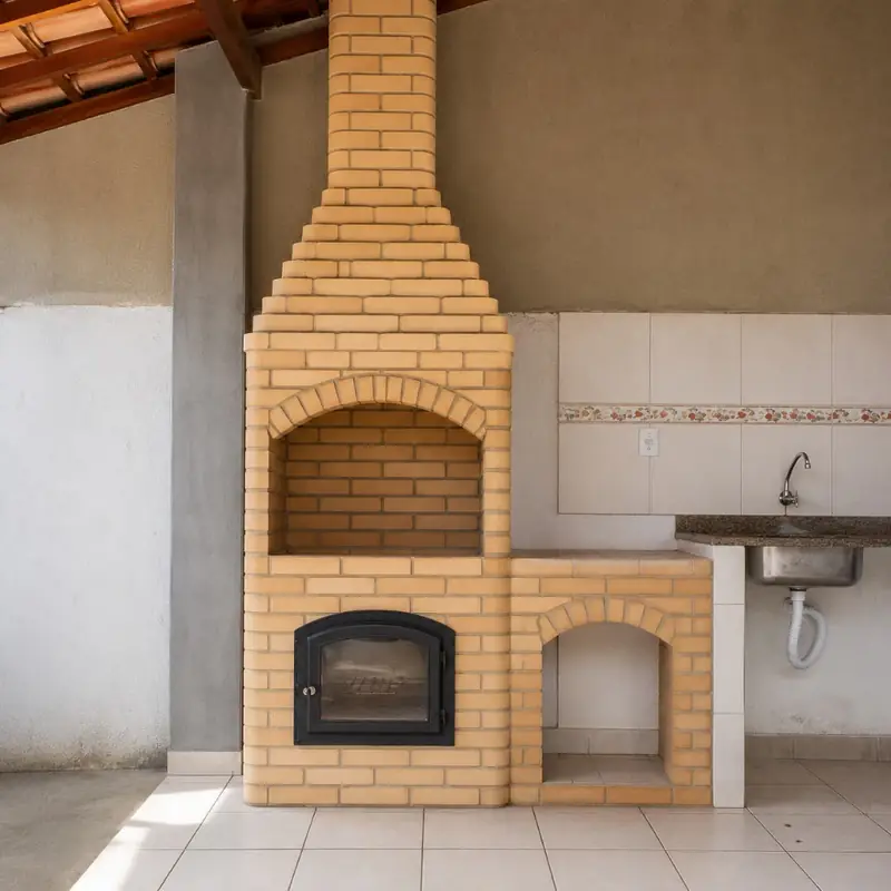 Churrasqueira de Tijolo Palha 1m com Bancada 80cm e Forno Defumador