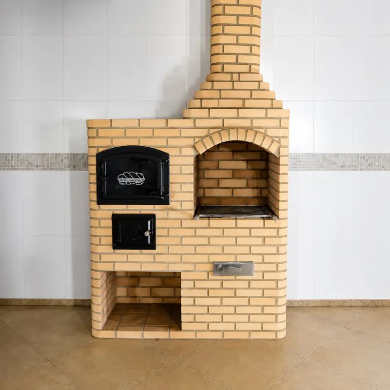Churrasqueira de Tijolo Palha 80cm com Forno a Lenha Blindado